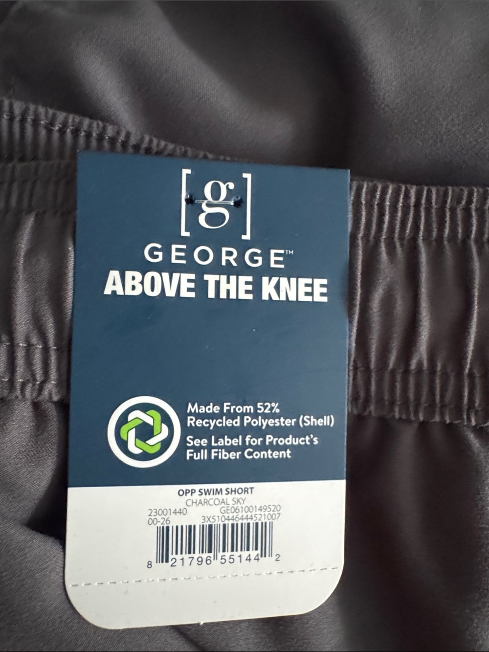 George Men’s Above The Knee Swim Shorts - Charcoal